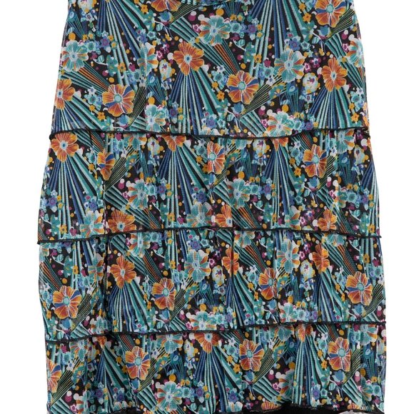 Notations Floral Tank L Womens Tiered Ruffle Sleeveless Scoop Neck Blouse Green - Picture 3 of 6